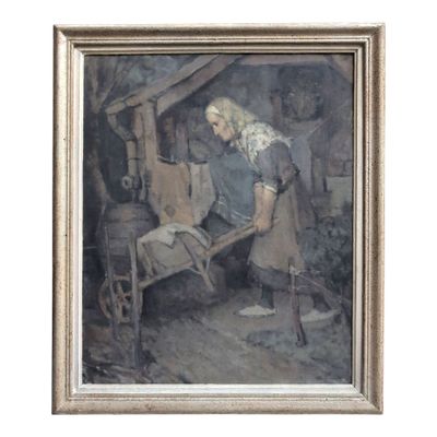 André REGAGNON (1902-1976) Femme à la brouette