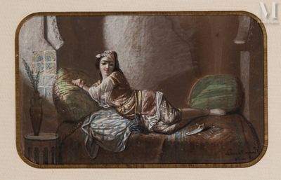une peinture représentant une femme allongée sur un lit