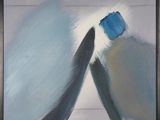 a picture of a painting of a blue and white object