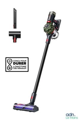 a close up of a cordless vacuum cleaner with a stick