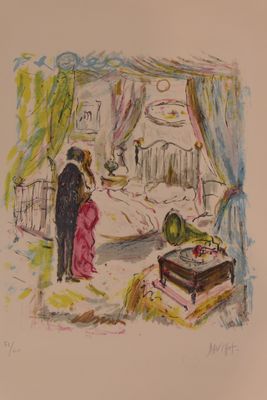 Gabriel DAUCHOT (1927-2005) "La chambre à coucher" Lithograp…