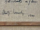 une vieille photo d'une œuvre d'art avec une inscription dessus