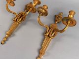 pair of antique brass wall sconces with sconces on each side