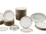 a lot of plates that are sitting on a table