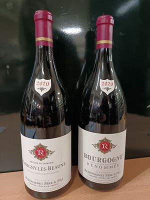 deux bouteilles de vin rouge posées sur une table