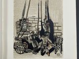 a drawing of a man and a woman sitting on a bench