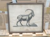 a picture of a goat that is standing on a pallet