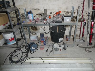 a picture of a room that has a lot of tools on it