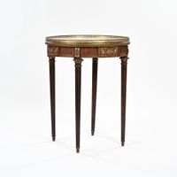 Table bouillote en acajou et placage d'acajou ceinture compa… (photo 6)