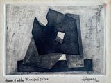 une photo en noir et blanc d'une œuvre d'art