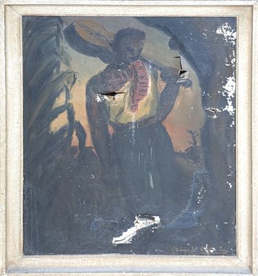 a painting of a woman holding a bird in her hand