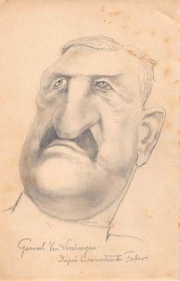 un vieux dessin représentant un homme avec une moustache et une barbichette