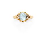 an oval aquamarinee and diamond ring