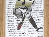 an image of a painting of a man holding a knife and a piece of paper