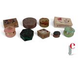 many different types of boxes and containers on a white surface
