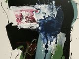 peinture abstraite représentant un homme avec des éclaboussures de peinture sur le visage