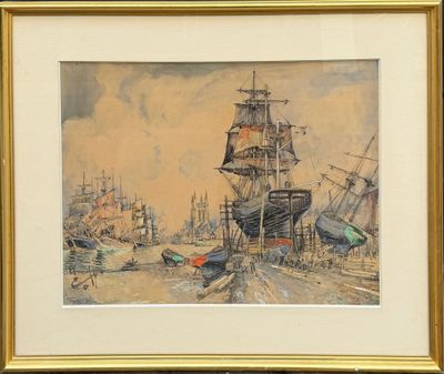 une image d'un tableau représentant un bateau dans l'eau