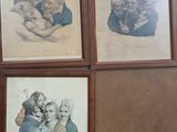 four framed pictures of a woman holding a baby and a man holding a baby