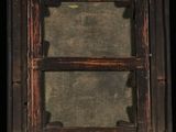 painting of an old wooden frame with a window on top of it