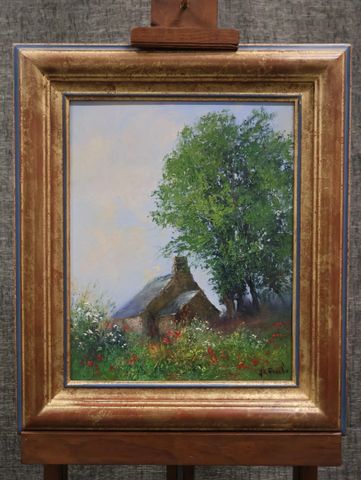 Jean-Claude RESCHE (XXème) « La maison de campagne ». Huile sur t...