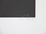 painting of a black square on a white wall with a black background