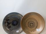 two plates that are sitting next to each other on a table
