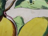 a plate with a painting of lemons on it