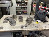 a workbench with tools on top of it in a garage