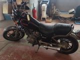 a motorcycle that is parked in a garage