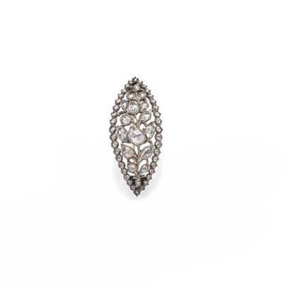 Epoque Empire Broche Navette Diamants Taille Rose