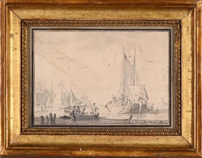 une vieille photo représentant un bateau avec des personnes à bord, sur un plan d'eau