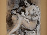 an image of a painting of a woman sitting on a chair