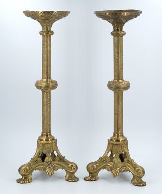 pair of antique brass candlesticks
