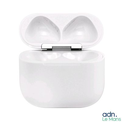 apple airpods with wireless charging case on a white background