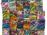 a pile of pokemon cards sitting on top of each other