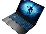 lenovo laptop with a blue keyboard and a man on the screen