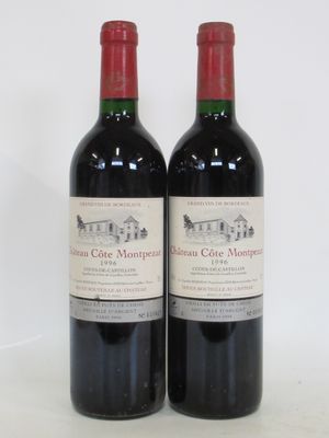 2 Blles. CH. COTE MONTPEZAT. Côtes de Castillon 1996 Et.