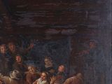 an image of a painting of a group of people gathered around a table