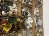 many boxes of assorted items in this room