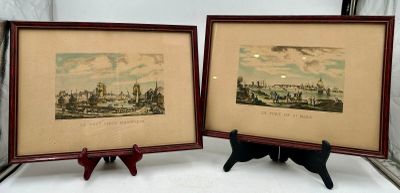 11 / F4 / Paire de pièces encadrées "Le Port vieux d'Ho…