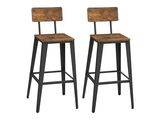 une paire de tabourets de bar en bois avec des pieds et des dossiers en métal