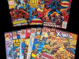 the x - men comic books are lined up on a black background