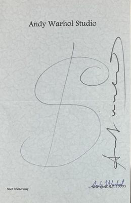 andy warhol studio signed autographed copy of andy warhol ' s signature