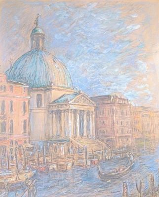 Anonyme, XXème siècle. Venise, l'église Santa Lucia.