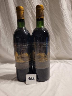 2 bouteilles CHÂTEAU VILLEGEORGES 1964 HAUT MEDOC, étiquette…