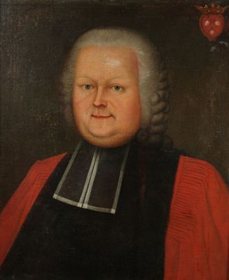un tableau représentant un homme vêtu d'un manteau noir et rouge