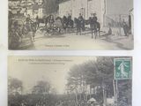 deux vieilles photos en noir et blanc représentant des personnes et des chevaux dans une ville