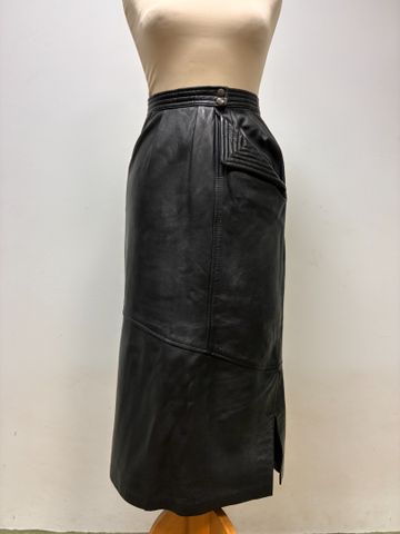 Jupe en cuir noir, longue, taille 36/38