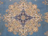 an image of a blue rug with a floral design on it