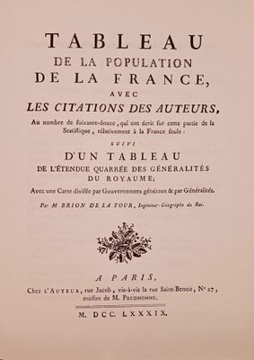 (Economie politique) BRION DE LA TOUR - Tableau de la Popula…